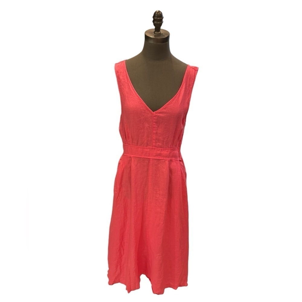 Joie 100% Linen Pink Sleeveless Fit & Flare Midi Dress Size 12